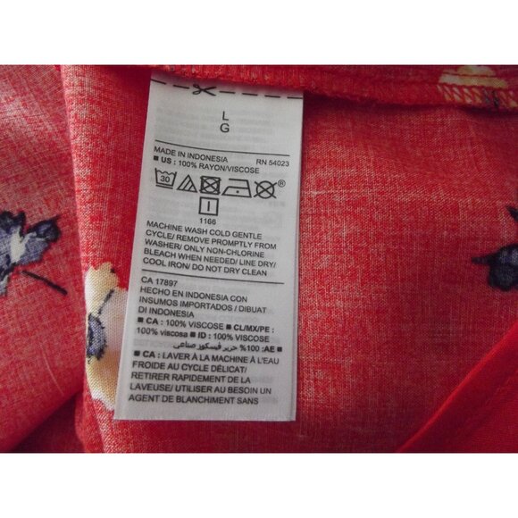 Old Navy Blouse Womens Large Red Floral boho peasant top lace-up v-neck swing - Picture 14 of 15